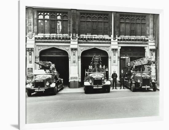 Firemen Outside Bishopsgate Fire Station, Bishopsgate, City of London, 1908-null-Framed Photographic Print