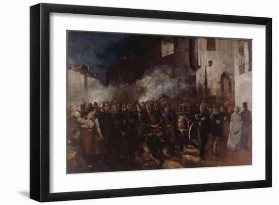 Firemen Running to a Fire-Gustave Courbet-Framed Giclee Print