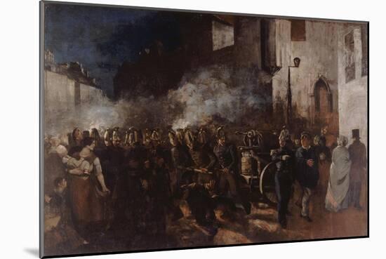 Firemen Running to a Fire-Gustave Courbet-Mounted Giclee Print