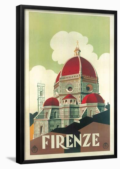 Firenze Cupola (Florence Dome) Italian Vintage Style Travel Poster-null-Framed Poster