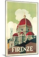 Firenze Cupola (Florence Dome) Italian Vintage Style Travel Poster-null-Mounted Poster