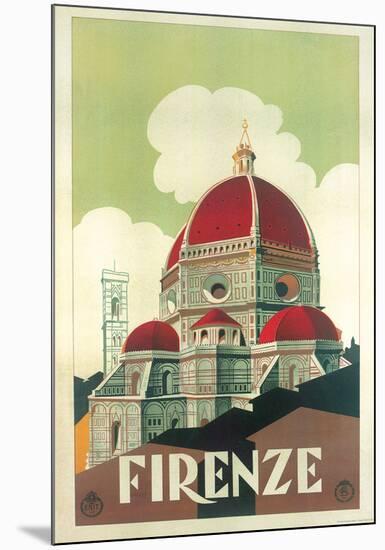 Firenze Cupola (Florence Dome) Italian Vintage Style Travel Poster-null-Mounted Poster