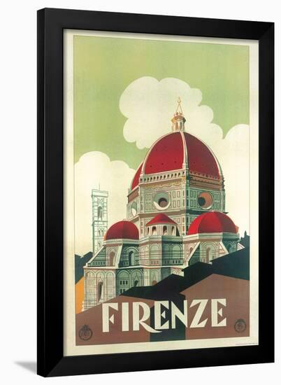 Firenze Cupola (Florence Dome) Italian Vintage Style Travel Poster-null-Framed Poster