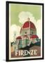 Firenze Cupola (Florence Dome) Italian Vintage Style Travel Poster-null-Lamina Framed Poster
