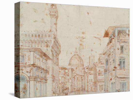 Firenze Perspective-Baldassare Peruzzi-Stretched Canvas