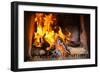 Fireplace or Furnace Invites You with its Cozy Blazing Fire to Warm Up-Kzenon-Framed Photographic Print