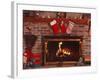 Fireplace with Christmas Stockings-Christine Lowe-Framed Photographic Print