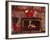 Fireplace with Christmas Stockings-Christine Lowe-Framed Photographic Print