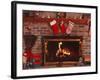 Fireplace with Christmas Stockings-Christine Lowe-Framed Photographic Print