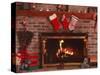 Fireplace with Christmas Stockings-Christine Lowe-Stretched Canvas