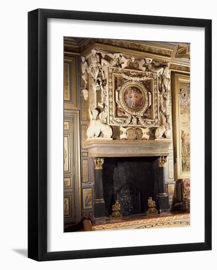 Fireplace with Round Image of Venus and Adonis-Francesco Primaticcio-Framed Giclee Print