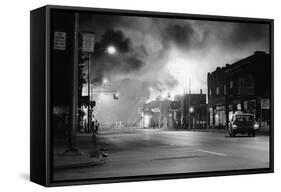 Fires Burning in Detroit during Riots-null-Framed Stretched Canvas