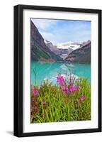 Fireweed at Lakeside, Lake Louise, Canada-George Oze-Framed Photographic Print