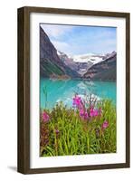 Fireweed at Lakeside, Lake Louise, Canada-George Oze-Framed Photographic Print