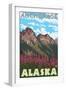 Fireweed & Mountains, Anchorage, Alaska-Lantern Press-Framed Art Print