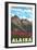 Fireweed & Mountains, Denali National Park, Alaska-Lantern Press-Framed Art Print
