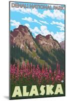 Fireweed & Mountains, Denali National Park, Alaska-Lantern Press-Mounted Art Print
