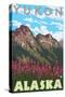 Fireweed & Mountains, Yukon, Alaska-Lantern Press-Stretched Canvas