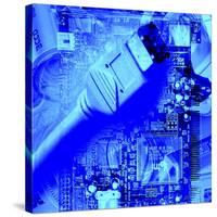 FireWire Cable And PC Motherboard-Christian Darkin-Stretched Canvas