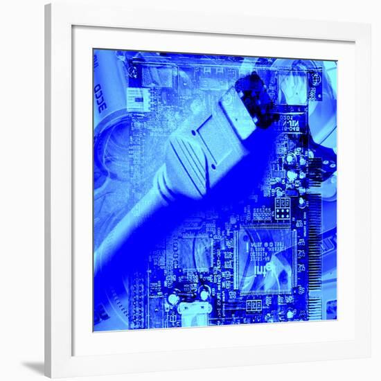 FireWire Cable And PC Motherboard-Christian Darkin-Framed Photographic Print