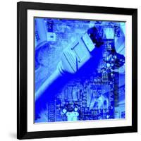 FireWire Cable And PC Motherboard-Christian Darkin-Framed Photographic Print