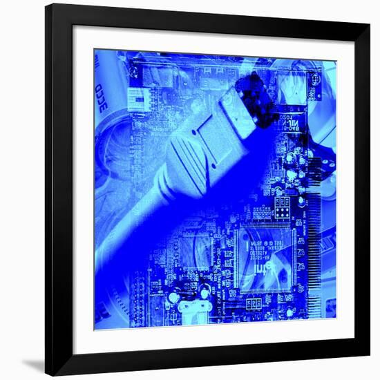 FireWire Cable And PC Motherboard-Christian Darkin-Framed Photographic Print