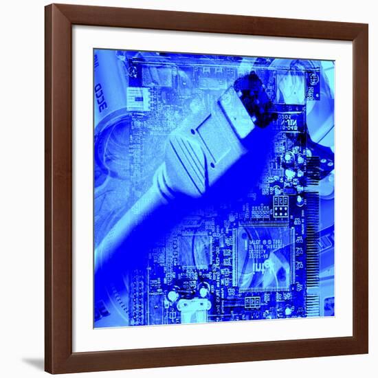 FireWire Cable And PC Motherboard-Christian Darkin-Framed Photographic Print