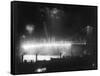 Firework Display at the Opening of the Williamsburg Bridge NYC Photo - New York, NY-Lantern Press-Framed Stretched Canvas