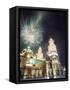 Firework Display Over the Cathedral, Morelia, Michoacan State, Mexico, North America-Christian Kober-Framed Stretched Canvas