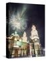 Firework Display Over the Cathedral, Morelia, Michoacan State, Mexico, North America-Christian Kober-Stretched Canvas