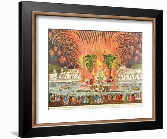 Firework Display, Palace Louis XV, Dedication of the Equestrian Statue of the King, 1763-null-Framed Giclee Print