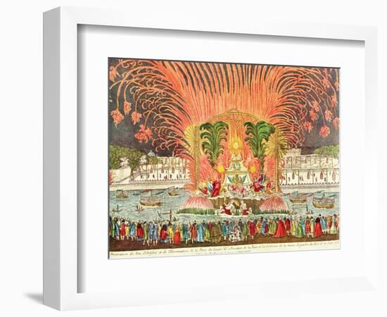 Firework Display, Palace Louis XV, Dedication of the Equestrian Statue of the King, 1763-null-Framed Giclee Print