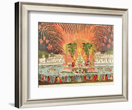 Firework Display, Palace Louis XV, Dedication of the Equestrian Statue of the King, 1763-null-Framed Giclee Print