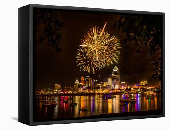 Firework on the River-Nelson Charette-Framed Stretched Canvas
