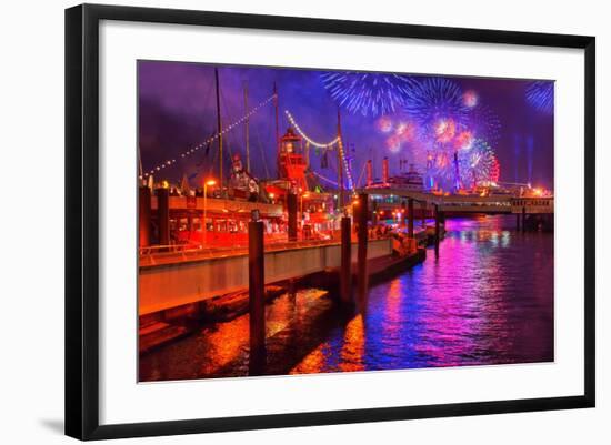 Fireworks, 823rd Hafengeburtstag, Anniversary of Harbour, the Evening-Thomas Ebelt-Framed Photographic Print