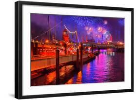 Fireworks, 823rd Hafengeburtstag, Anniversary of Harbour, the Evening-Thomas Ebelt-Framed Photographic Print