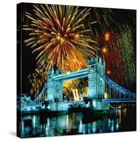 Fireworks above Tower Bridge, London, South England, Great Britain hph15-null-Stretched Canvas