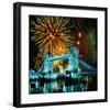 Fireworks above Tower Bridge, London, South England, Great Britain hph15-null-Framed Art Print
