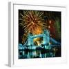 Fireworks above Tower Bridge, London, South England, Great Britain hph15-null-Framed Art Print