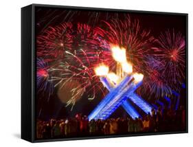 Fireworks after Gretzky Lit the Olympic Cauldron at the Opening Ceremonies of the 2010 Winter Games-null-Framed Stretched Canvas