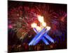 Fireworks after Gretzky Lit the Olympic Cauldron at the Opening Ceremonies of the 2010 Winter Games-null-Mounted Photographic Print