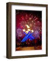 Fireworks after Gretzky Lit the Olympic Cauldron at the Opening Ceremonies of the 2010 Winter Games-null-Framed Photographic Print