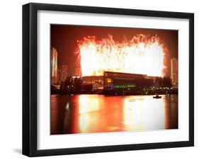 Fireworks are Seen over the BC Place after the Opening Ceremony for the Vancouver 2010 Olympics-null-Framed Photographic Print