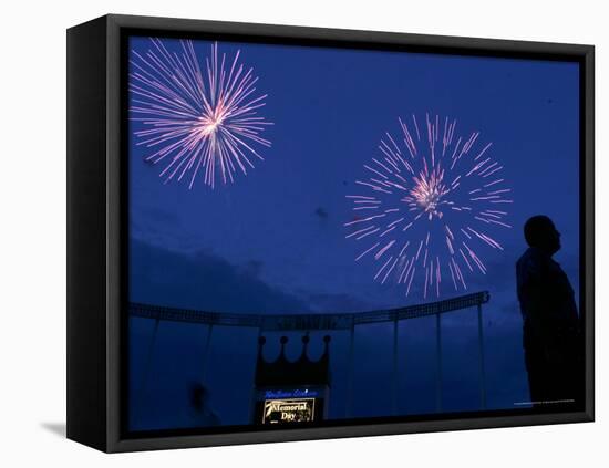 Fireworks at Kauffman Stadium, Kansas City, Missouri-Charlie Riedel-Framed Stretched Canvas