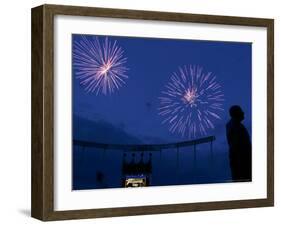 Fireworks at Kauffman Stadium, Kansas City, Missouri-Charlie Riedel-Framed Photographic Print