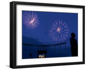 Fireworks at Kauffman Stadium, Kansas City, Missouri-Charlie Riedel-Framed Photographic Print