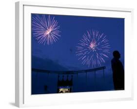 Fireworks at Kauffman Stadium, Kansas City, Missouri-Charlie Riedel-Framed Photographic Print
