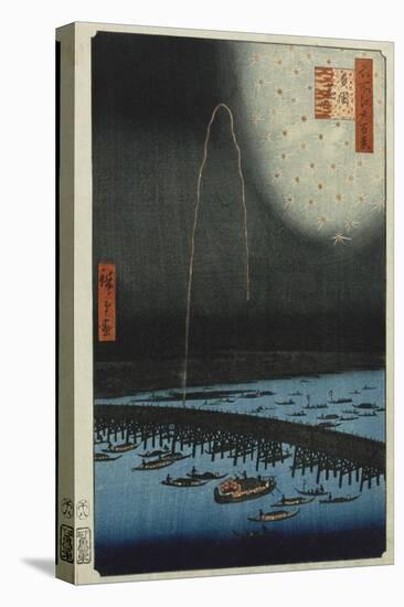 Fireworks at Ryogoku', from the Series, 'One Hundred Famous Views of Edo'-Hashiguchi Goyo-Stretched Canvas