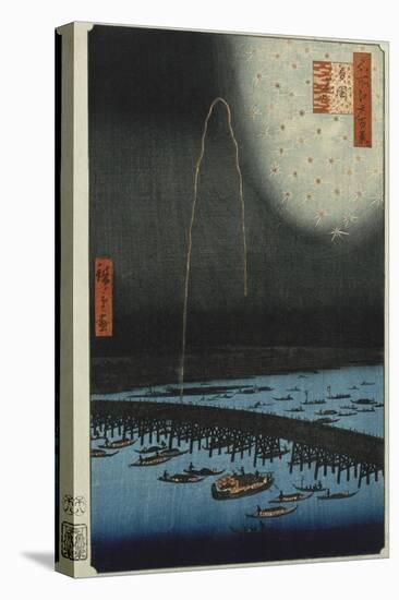 Fireworks at Ryogoku', from the Series, 'One Hundred Famous Views of Edo'-Hashiguchi Goyo-Stretched Canvas