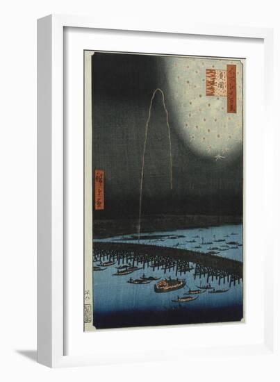 Fireworks at Ryogoku', from the Series, 'One Hundred Famous Views of Edo'-Hashiguchi Goyo-Framed Giclee Print